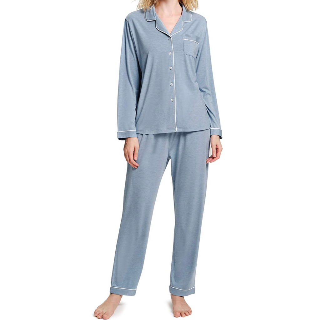 Dusty Blue Long Sleeve and Pants Women's Pajama Set