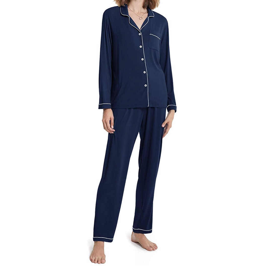 Navy Long Sleeve and Pants Women's Pajama Set