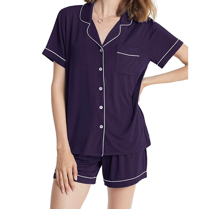 Purple Short Sleeve and Shorts Women's Pajama Set