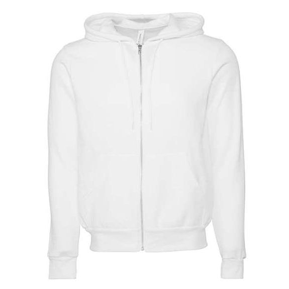 White Solid Unisex Classic Zip-Up Hoodie
