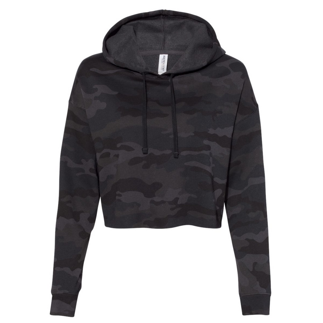 Black Camo Solid Women’s Cropped Hoodie